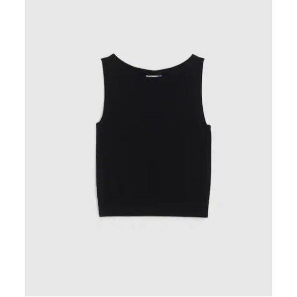 Madewell Merino Wool-Silk Blend Boat-Neck Sleeveless Knit Sweater Top Black Sz M - Picture 7 of 16